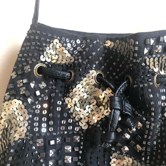 Anthropologie sequin bucket bag - Picture 2 of 5